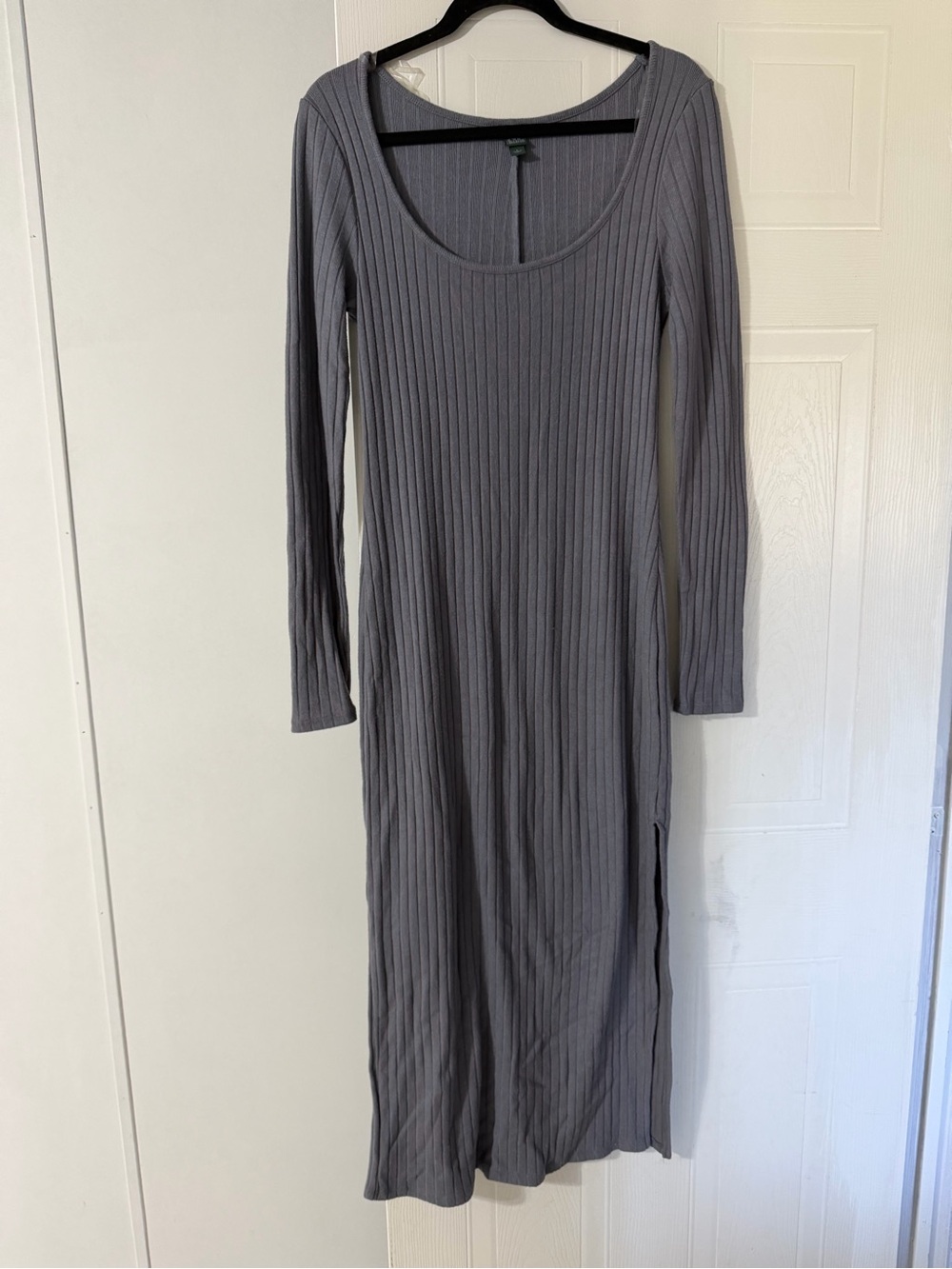 wild fable Ribbed Scoop-Neck Long Sleeve Maxi Dress - Gray
